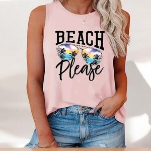 Beach Please Pink Tank | SIZE M